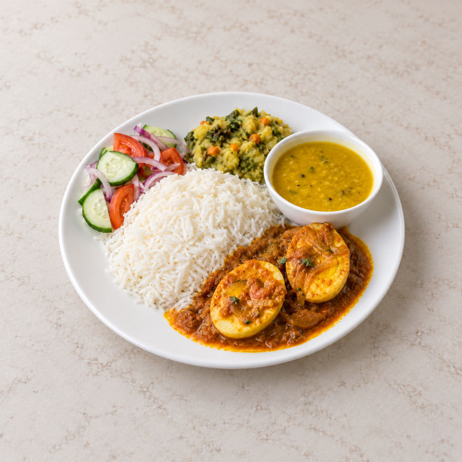 Egg Curry Rice Meal