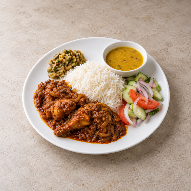 Chicken Jhal Fry Rice Meal